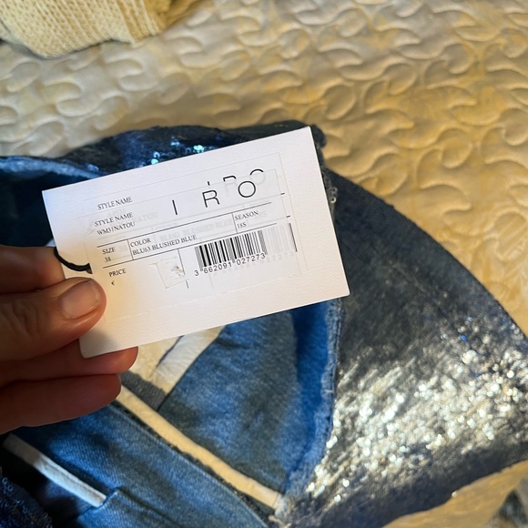 IRO Blue and blush blue Sequin skirt size 38 style name WM31NATOU - Picture 7 of 15